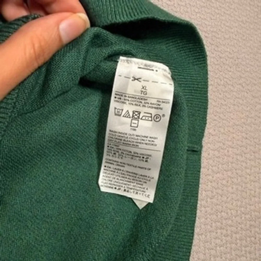 Banana Republic Premium Luxe Yarn V-Neck Sweater XL Mens Green Silk Cashmere